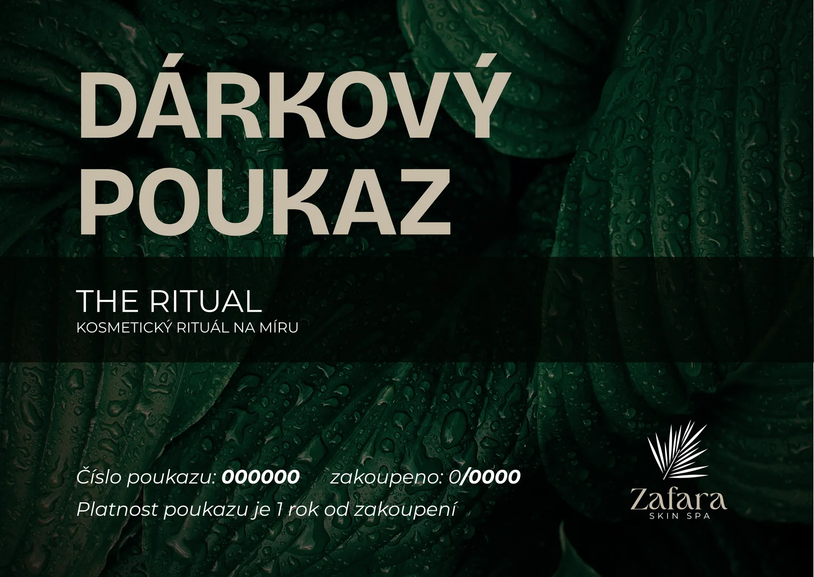 Dárkový poukaz Zafara Skin Spa — The Ritual, kosmetický rituál na míru